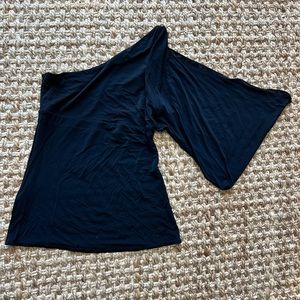 One shoulder blouse, open shoulder detail, black